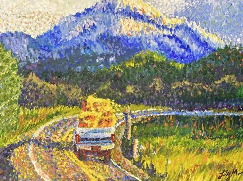 impressionist painting of Takilma rd. and hope mountain