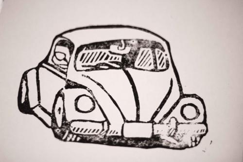 vw beatle relief print