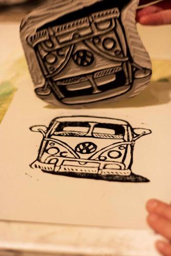 vw bus print revealed